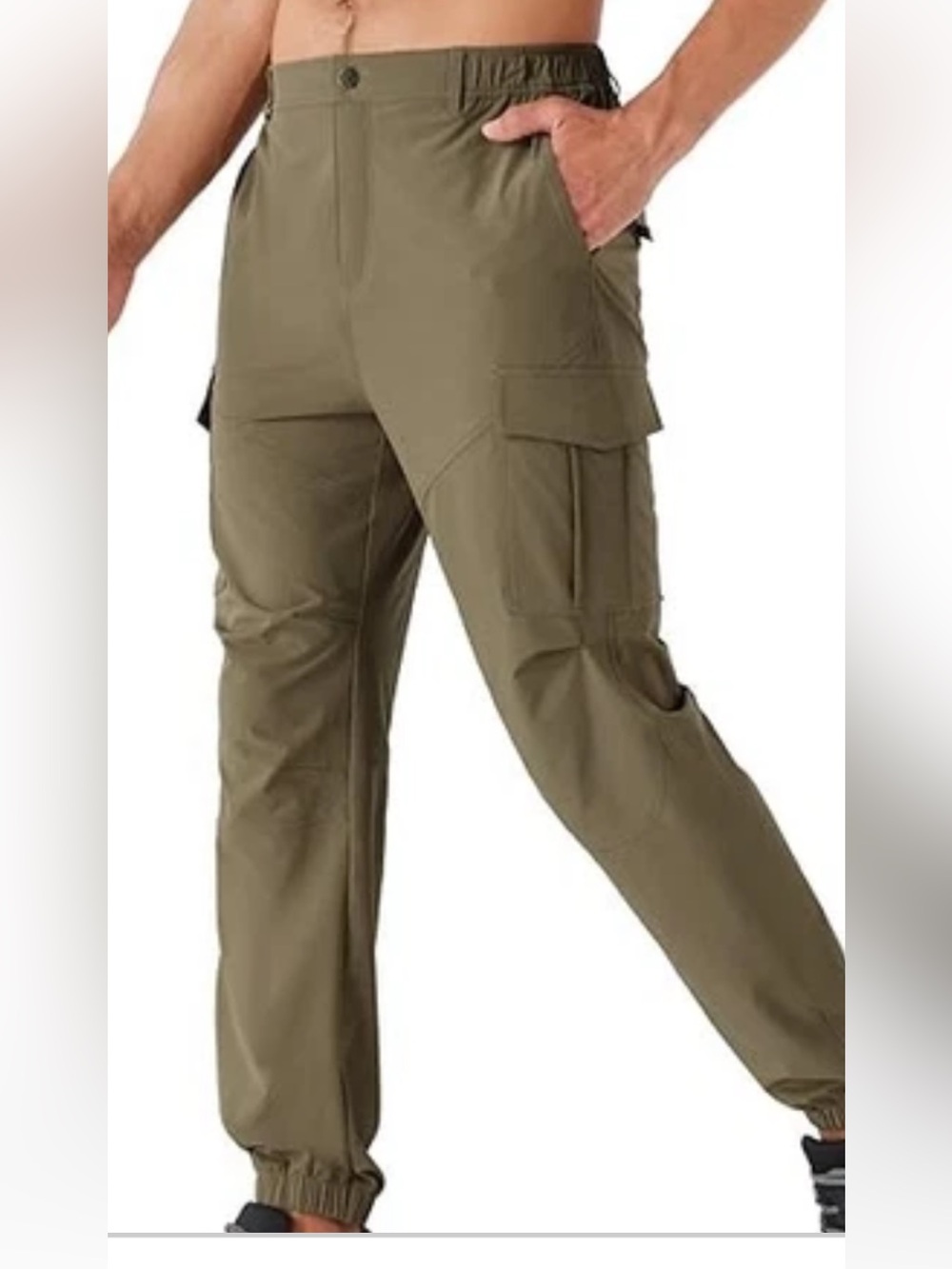 Lightweight URBEST Olive Cargo Jogger Pants  for Men - Utility Style Size 36